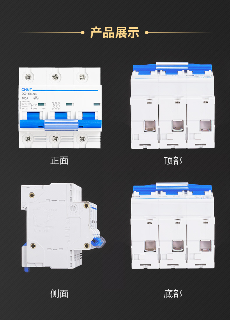 正泰CHINT 小型漏电断路器 DZ158LE 125H 3P N 100A 30mA 10kA 1个型号 报价 价格 DZ158LE