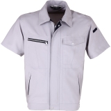 工作服上衣PC19CVC211SG,S码,半袖CVC工作服上衣,中灰色 1件